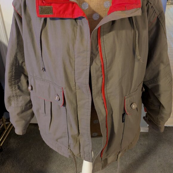 VTG 90's women's IZZI winter jacket orange/tan , size-large - Picture 8 of 9
